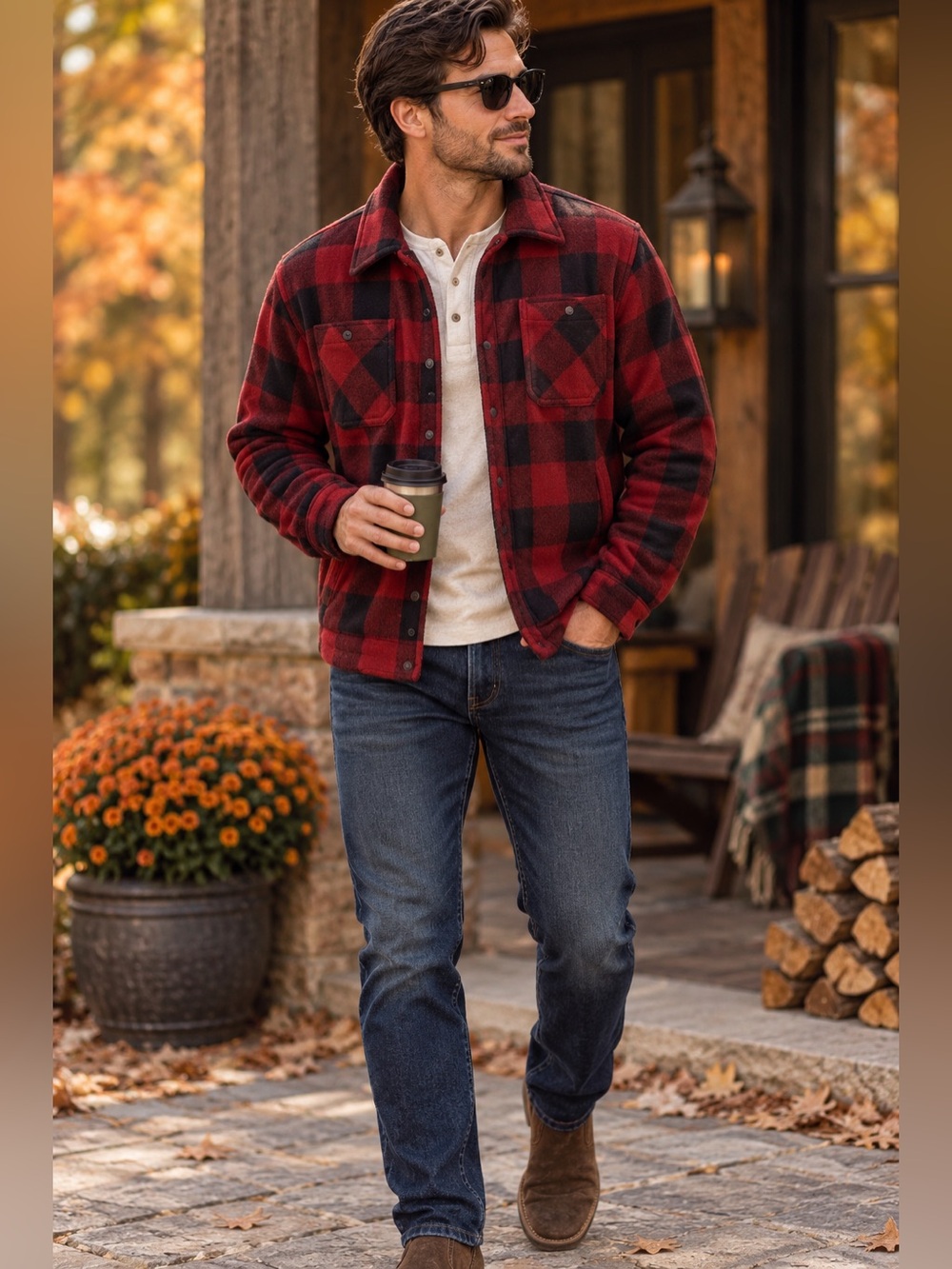 Mountain Ridge Men’s XXL Red Black Buffalo Plaid Fleece Lined Shirt Jacket Shack